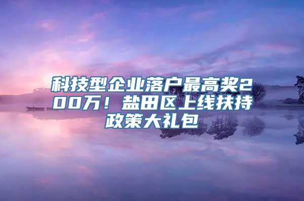 科技型企业落户最高奖200万！盐田区上线扶持政策大礼包