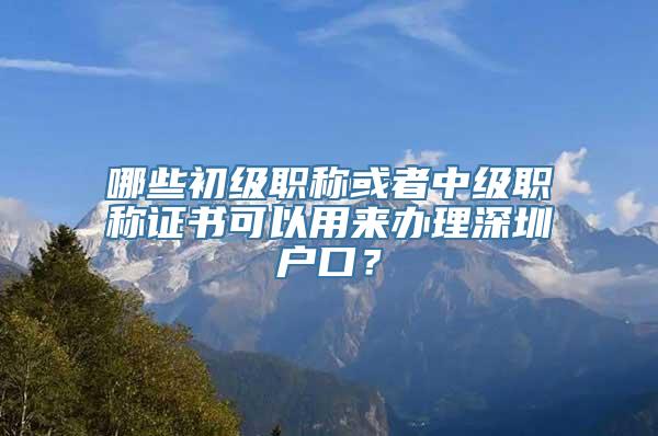 哪些初级职称或者中级职称证书可以用来办理深圳户口？