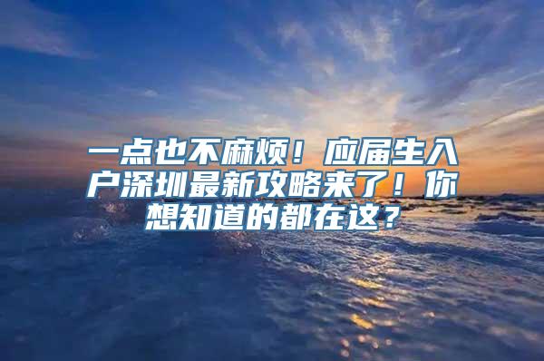 一点也不麻烦！应届生入户深圳最新攻略来了！你想知道的都在这？