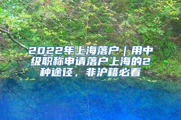 2022年上海落户｜用中级职称申请落户上海的2种途径，非沪籍必看