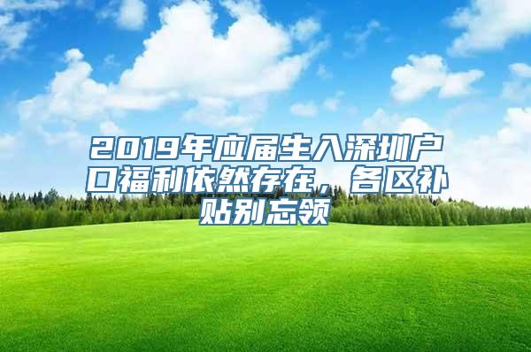 2019年应届生入深圳户口福利依然存在，各区补贴别忘领