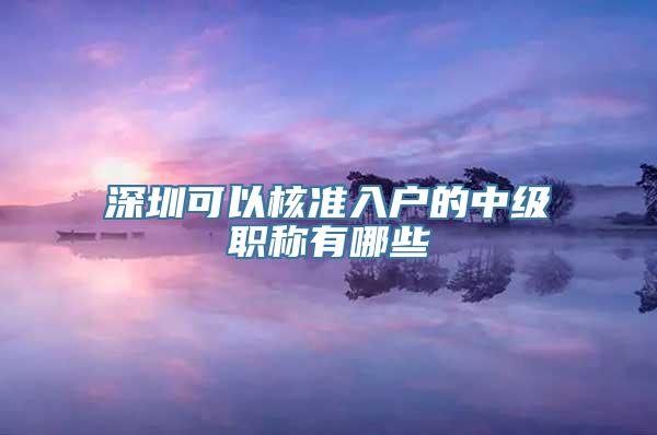 深圳可以核准入户的中级职称有哪些