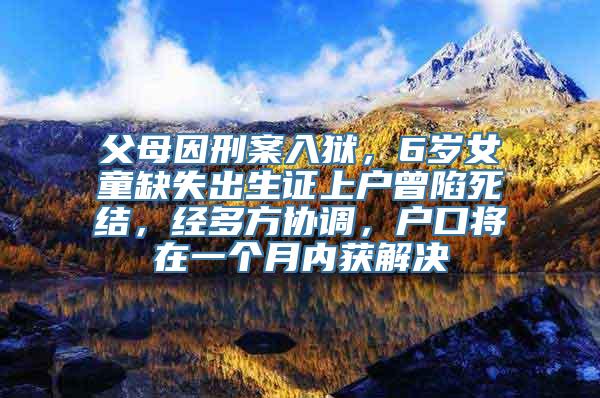 父母因刑案入狱，6岁女童缺失出生证上户曾陷死结，经多方协调，户口将在一个月内获解决