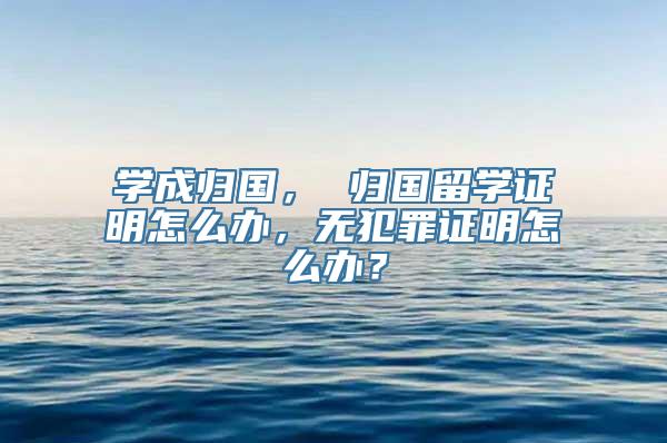 学成归国， 归国留学证明怎么办，无犯罪证明怎么办？