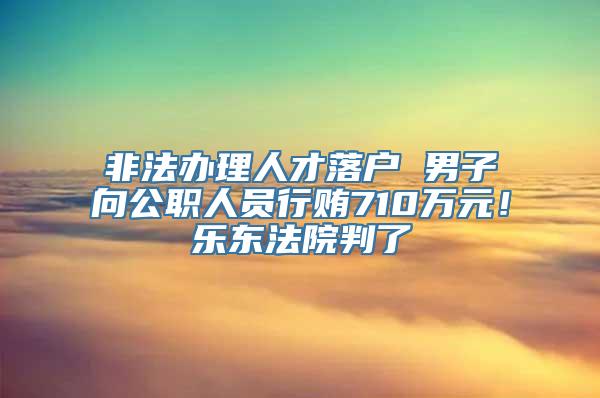 非法办理人才落户 男子向公职人员行贿710万元！乐东法院判了