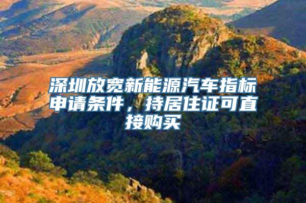 深圳放宽新能源汽车指标申请条件，持居住证可直接购买