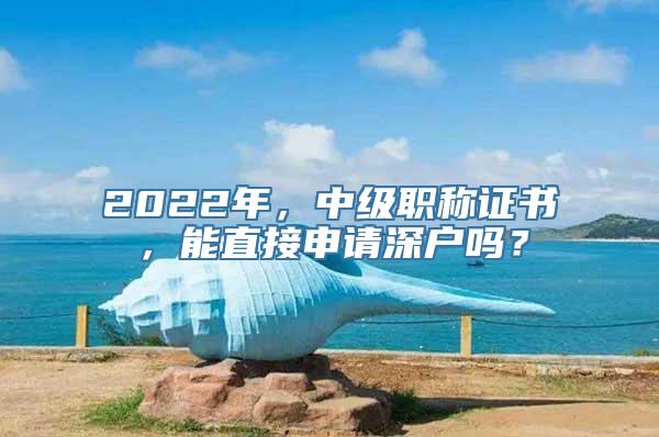 2022年，中级职称证书，能直接申请深户吗？