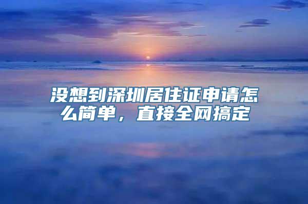 没想到深圳居住证申请怎么简单，直接全网搞定