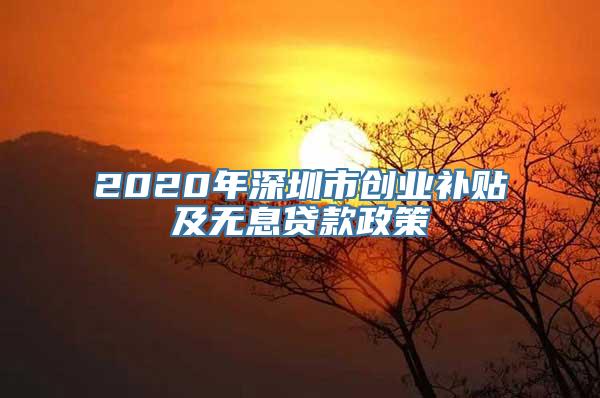 2020年深圳市创业补贴及无息贷款政策