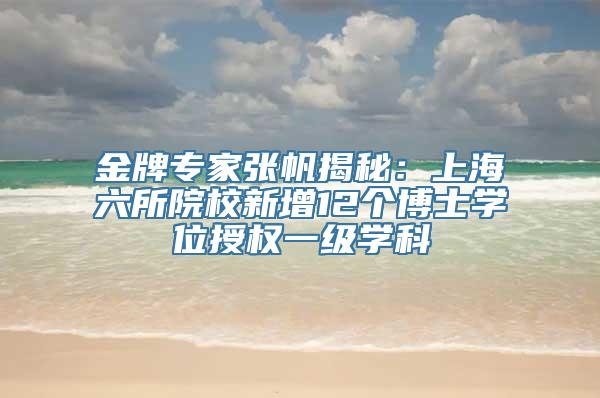 金牌专家张帆揭秘：上海六所院校新增12个博士学位授权一级学科