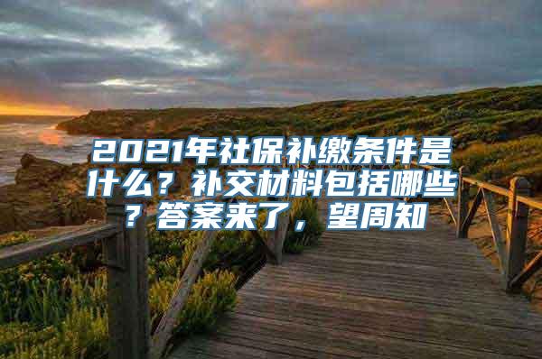 2021年社保补缴条件是什么？补交材料包括哪些？答案来了，望周知