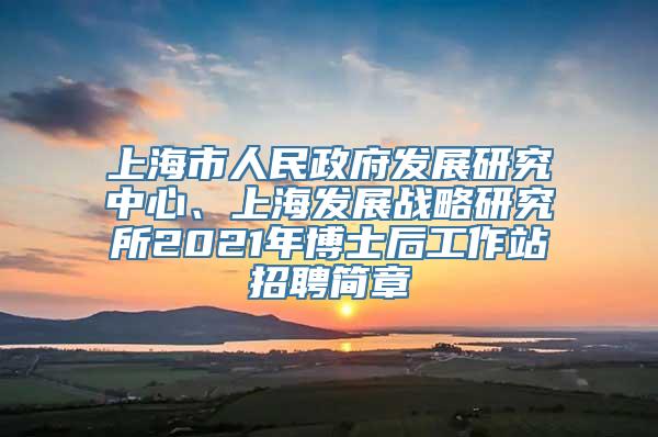 上海市人民政府发展研究中心、上海发展战略研究所2021年博士后工作站招聘简章