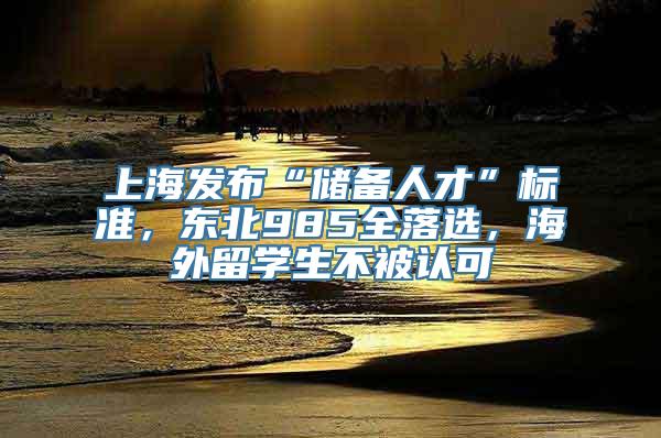 上海发布“储备人才”标准，东北985全落选，海外留学生不被认可