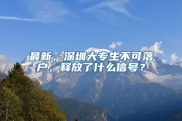 最新，深圳大专生不可落户，释放了什么信号？