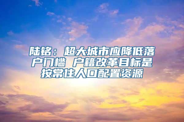 陆铭：超大城市应降低落户门槛 户籍改革目标是按常住人口配置资源