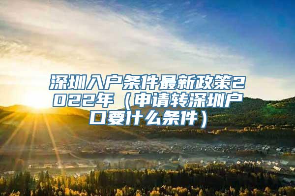 深圳入户条件最新政策2022年（申请转深圳户口要什么条件）