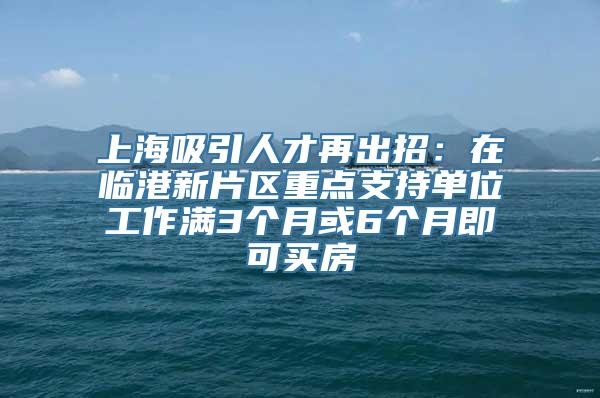 上海吸引人才再出招：在临港新片区重点支持单位工作满3个月或6个月即可买房