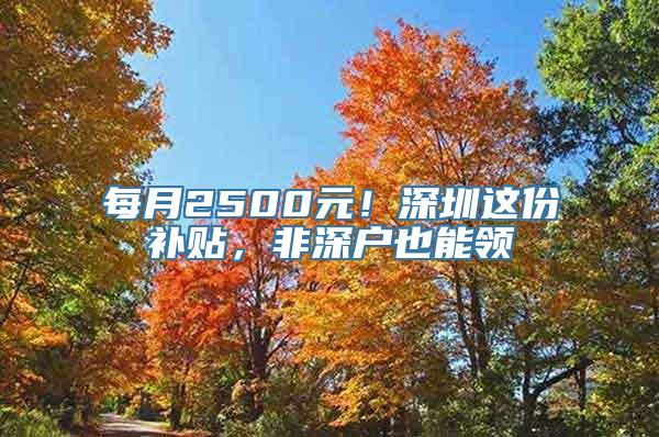 每月2500元！深圳这份补贴，非深户也能领