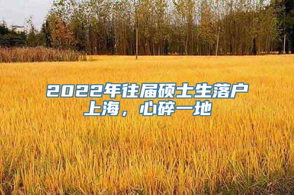 2022年往届硕士生落户上海，心碎一地