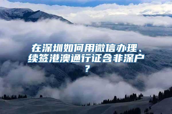 在深圳如何用微信办理、续签港澳通行证含非深户？