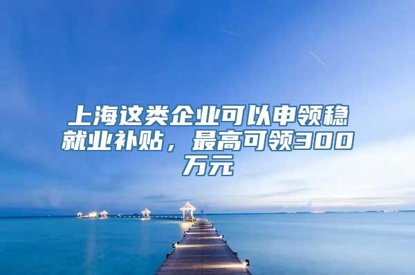 上海这类企业可以申领稳就业补贴，最高可领300万元