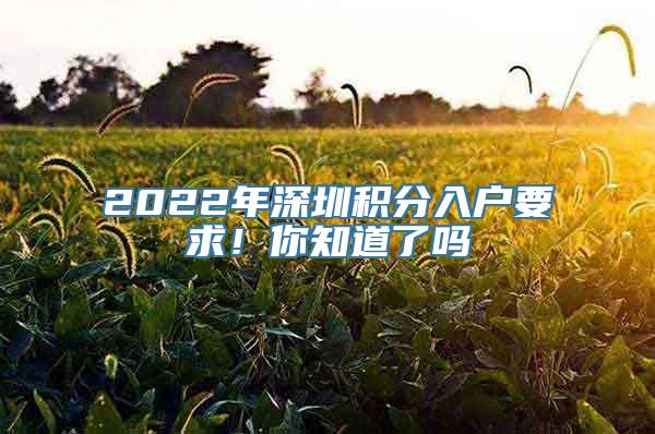 2022年深圳积分入户要求！你知道了吗