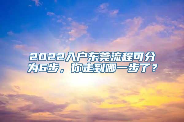 2022入户东莞流程可分为6步，你走到哪一步了？