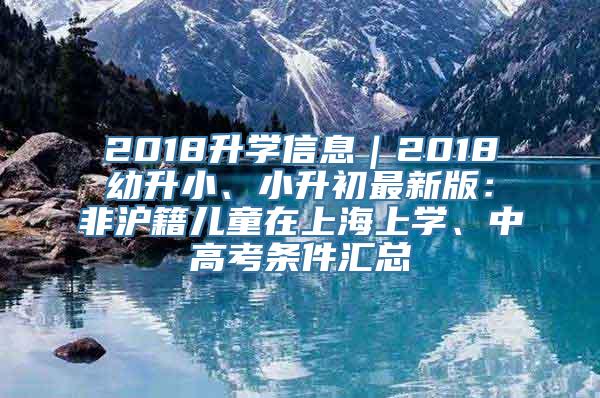 2018升学信息｜2018幼升小、小升初最新版：非沪籍儿童在上海上学、中高考条件汇总