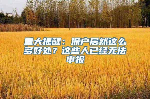 重大提醒：深户居然这么多好处？这些人已经无法申报