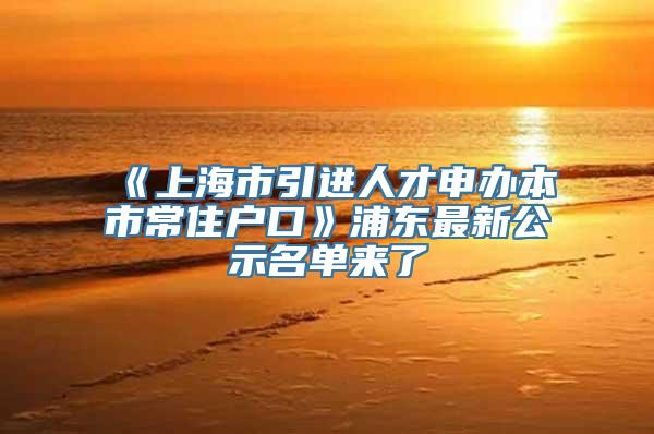 《上海市引进人才申办本市常住户口》浦东最新公示名单来了