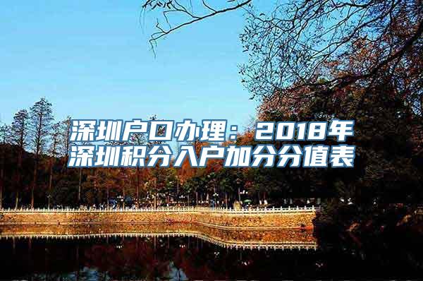 深圳户口办理：2018年深圳积分入户加分分值表