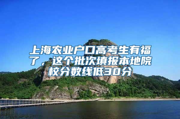 上海农业户口高考生有福了，这个批次填报本地院校分数线低30分