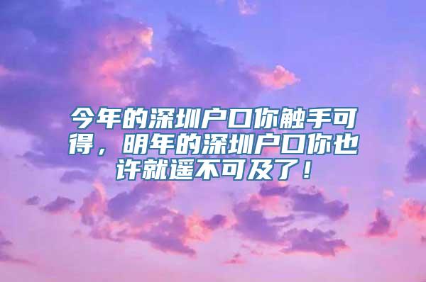 今年的深圳户口你触手可得，明年的深圳户口你也许就遥不可及了！