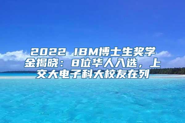 2022 IBM博士生奖学金揭晓：8位华人入选，上交大电子科大校友在列