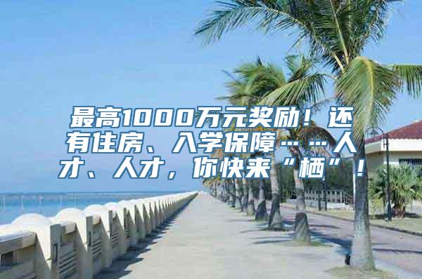 最高1000万元奖励！还有住房、入学保障……人才、人才，你快来“栖”！