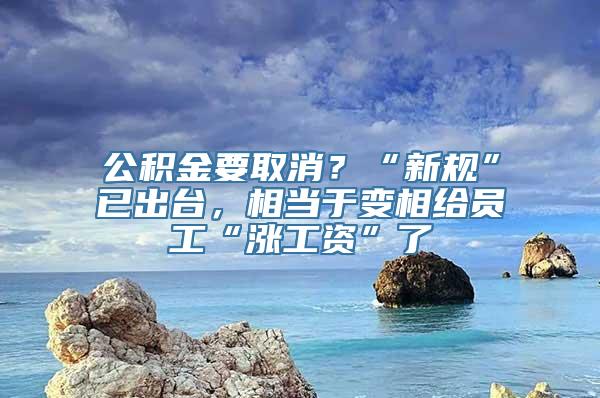 公积金要取消？“新规”已出台，相当于变相给员工“涨工资”了