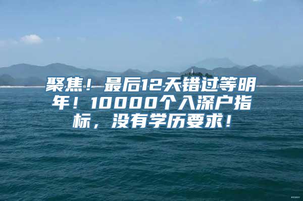 聚焦！最后12天错过等明年！10000个入深户指标，没有学历要求！