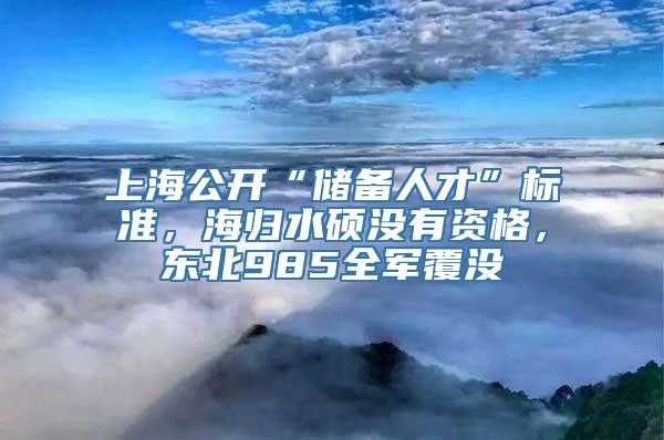 上海公开“储备人才”标准，海归水硕没有资格，东北985全军覆没