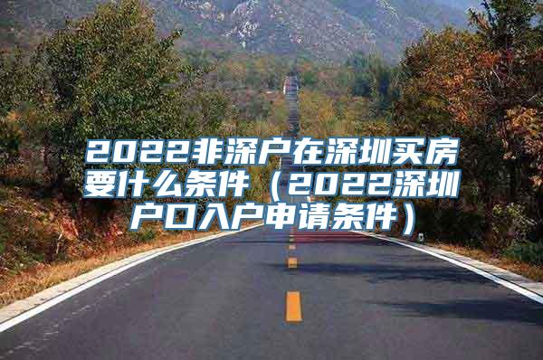 2022非深户在深圳买房要什么条件（2022深圳户口入户申请条件）