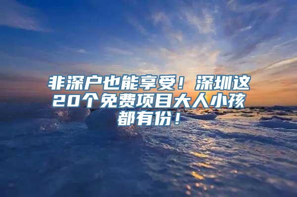 非深户也能享受！深圳这20个免费项目大人小孩都有份！