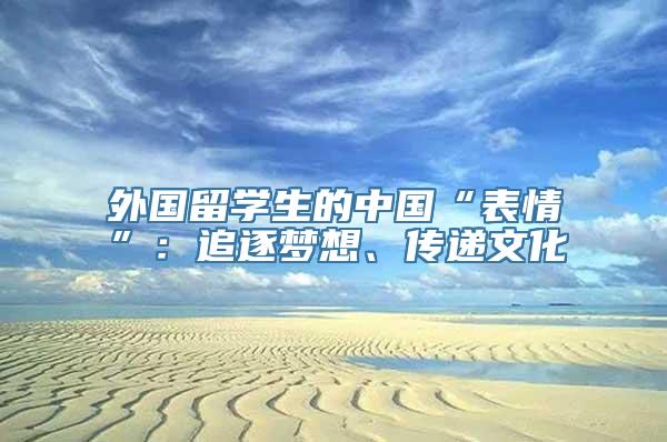 外国留学生的中国“表情”：追逐梦想、传递文化