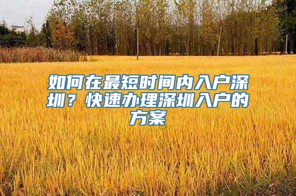 如何在最短时间内入户深圳？快速办理深圳入户的方案