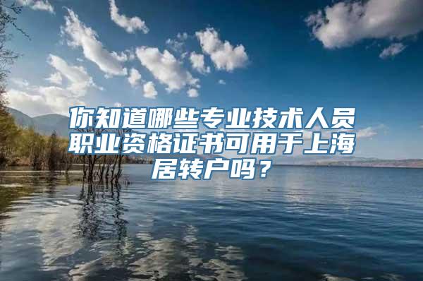 你知道哪些专业技术人员职业资格证书可用于上海居转户吗？