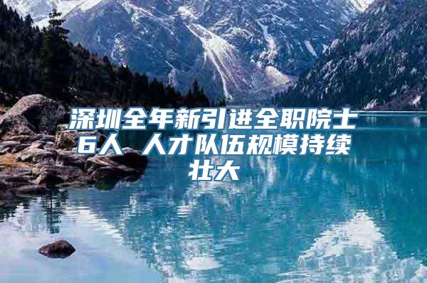 深圳全年新引进全职院士6人 人才队伍规模持续壮大