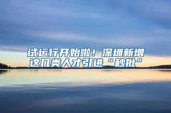 试运行开始啦！深圳新增这几类人才引进“秒批”