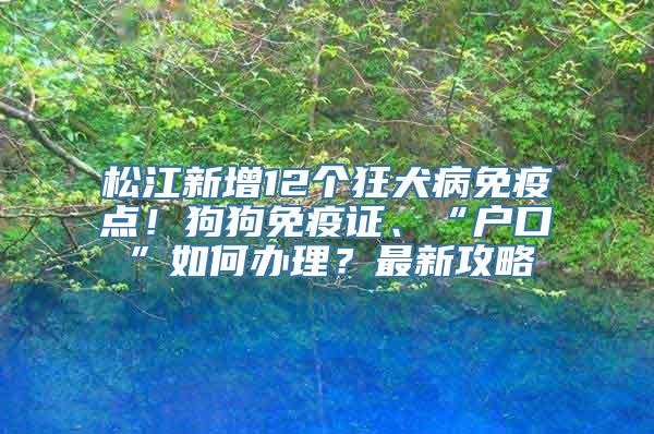 松江新增12个狂犬病免疫点！狗狗免疫证、“户口”如何办理？最新攻略→