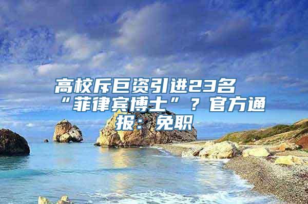 高校斥巨资引进23名“菲律宾博士”？官方通报：免职