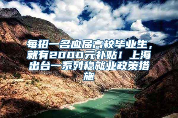 每招一名应届高校毕业生，就有2000元补贴！上海出台一系列稳就业政策措施