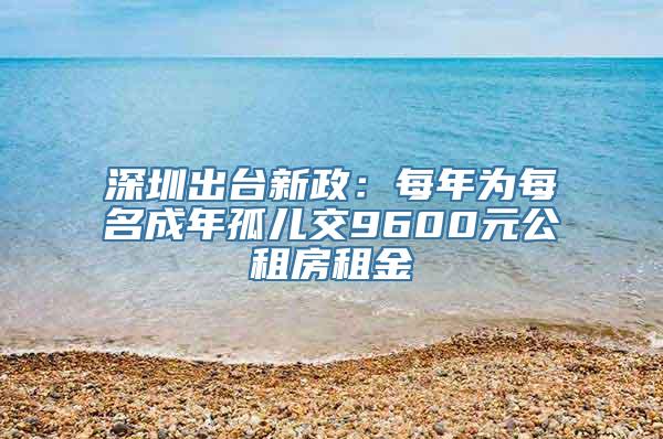 深圳出台新政：每年为每名成年孤儿交9600元公租房租金