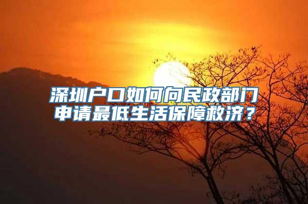 深圳户口如何向民政部门申请最低生活保障救济？